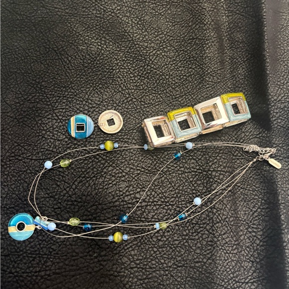 Relativity Jewelry - Relativity Blue and Silver Necklace Set